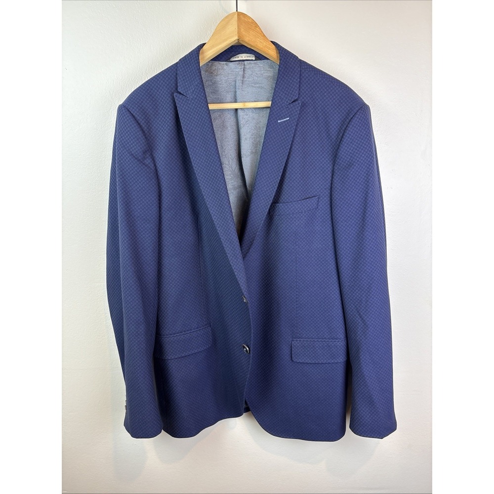 Sarar Interview‎ Blue Blazer Size 42R Check Textured Fabric